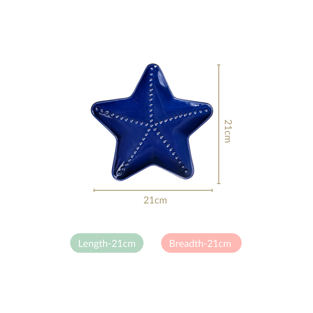 Star Fish Ceramic Snack Plate Set Of 3 Nestasia