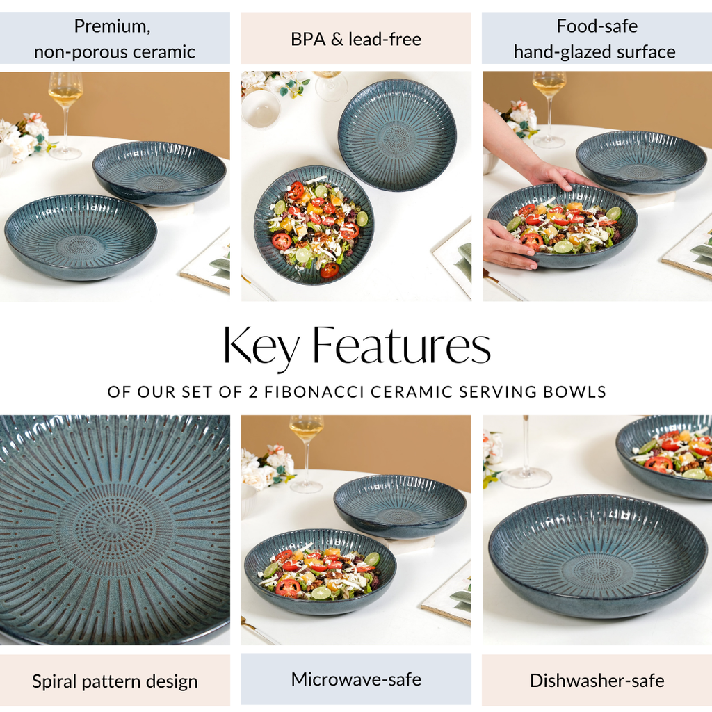 Set Of 2 Spiral Design Large Serving Dishes 1800ml Nestasia