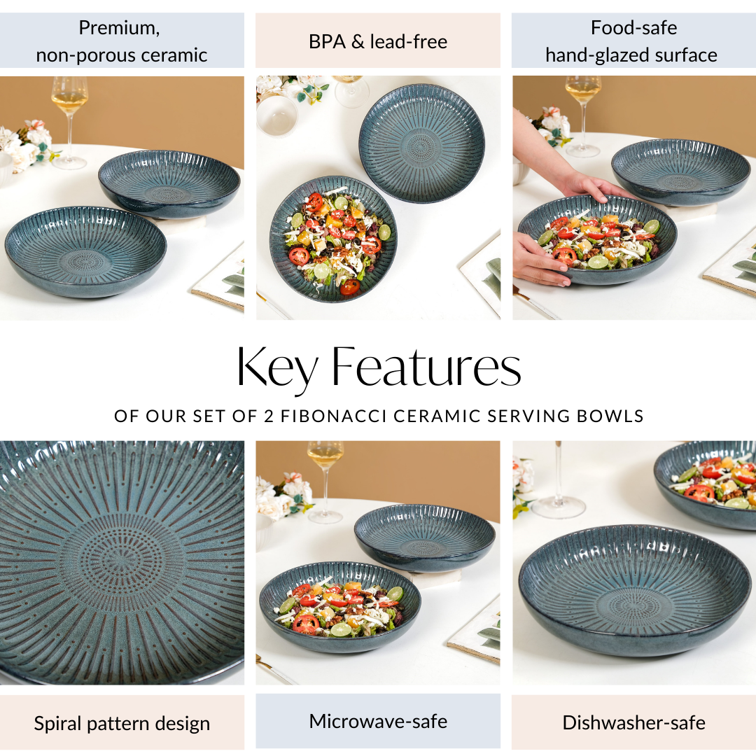 Set Of 2 Spiral Design Large Serving Dishes 1800ml Nestasia