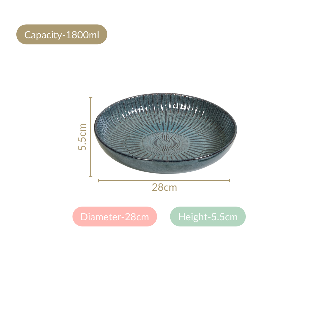 Set Of 2 Spiral Design Large Serving Dishes 1800ml Nestasia
