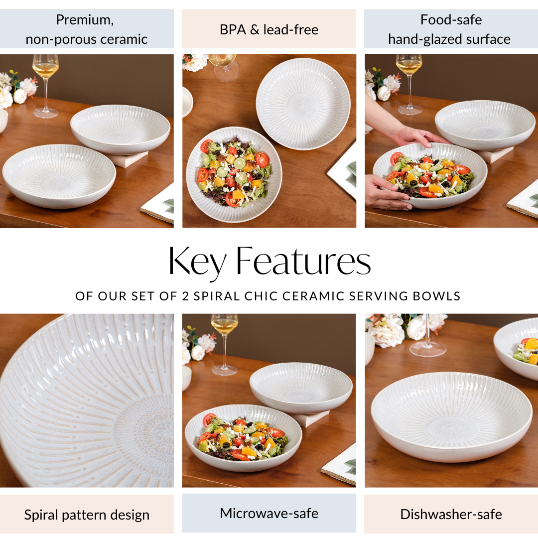 Set Of 2 Chic Ceramic Large Buddha Bowls 1800ml Nestasia
