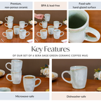 Set Of 6 Sera Light Green Ceramic Coffee Mug 250ml Nestasia