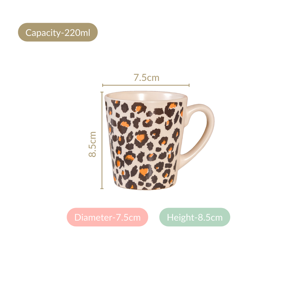 Animal Print Coffee Mug Set Of 6 220ml Nestasia