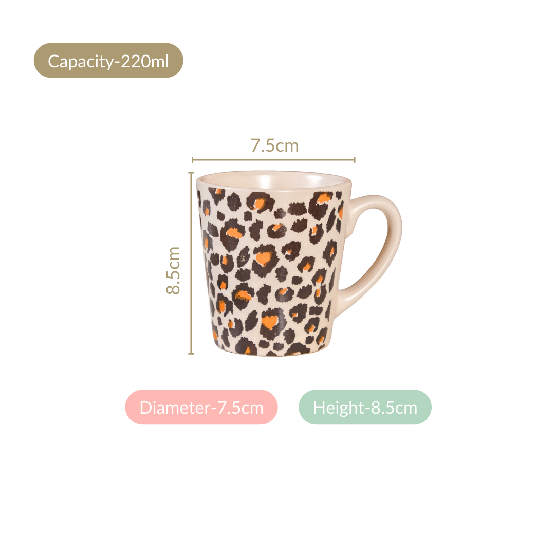 Animal Print Coffee Mug Set Of 6 220ml Nestasia