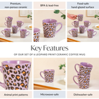 Leopard Print Mug Lilac Set Of 6 220ml Nestasia