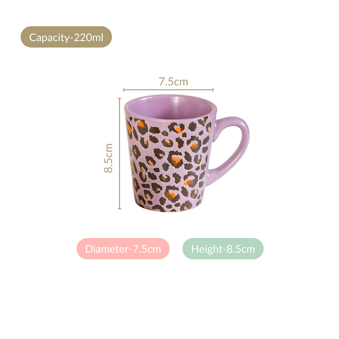 Leopard Print Mug Lilac Set Of 6 220ml Nestasia