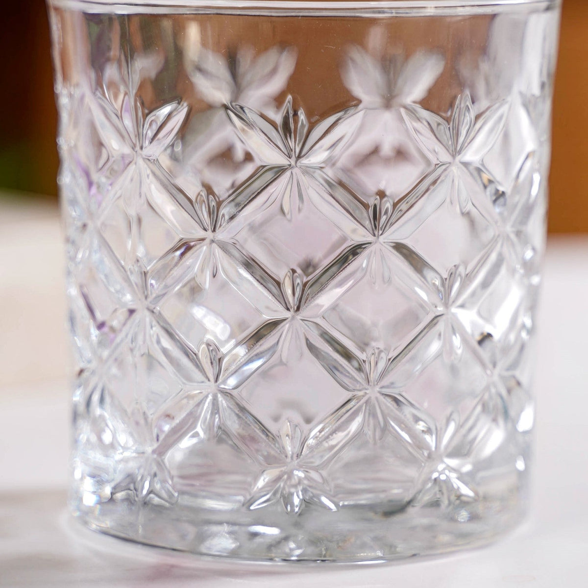 Luxury Whiskey Glass Crosshatch Pattern Set Of 6 310ml Nestasia