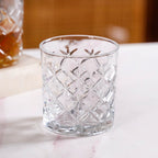 Luxury Whiskey Glass Crosshatch Pattern Set Of 6 310ml Nestasia