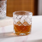 Luxury Whiskey Glass Crosshatch Pattern Set Of 6 310ml Nestasia