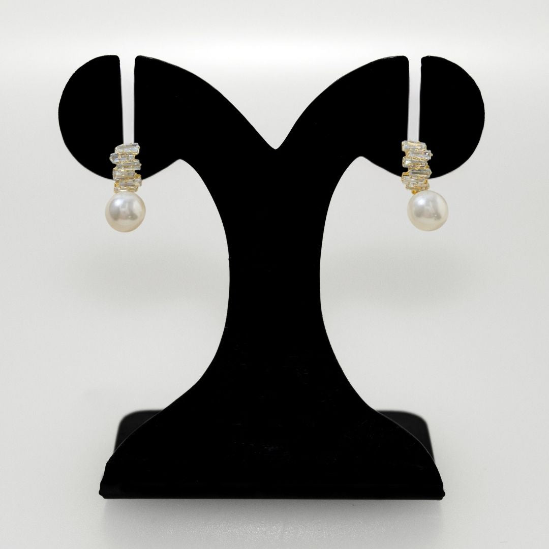 Crystal Classic Pearl Drop Earrings Nestasia