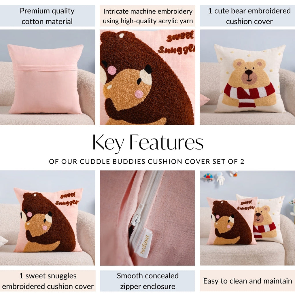 Cuddle Buddies Cushion Cover Set Of 2 40x40cm Nestasia