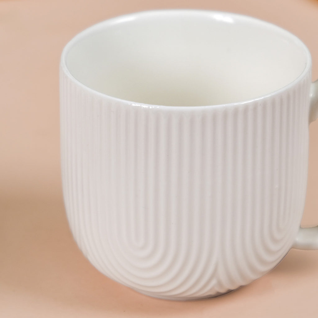 Modern Art Deco Ceramic Cup Set Of 6 With Coasters 200ml Nestasia