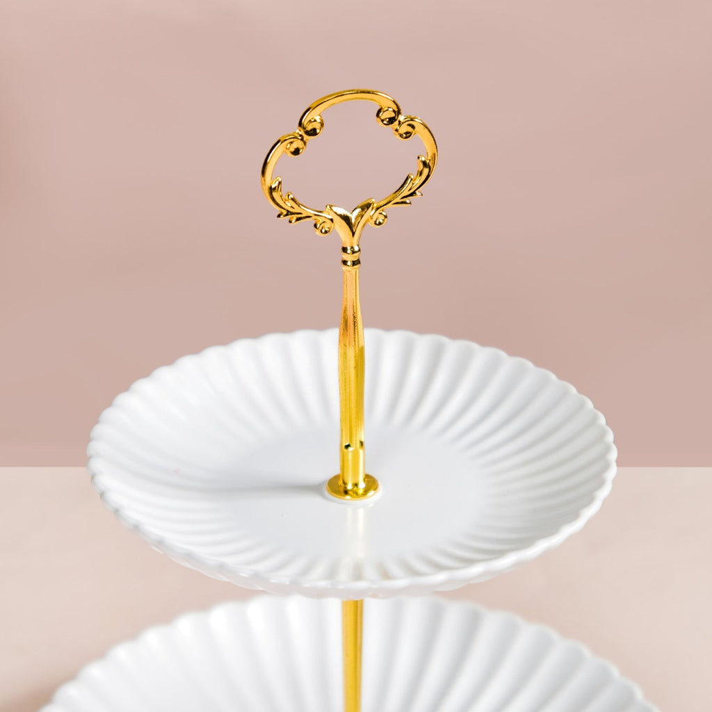 Whimsical White 2-tier Cupcake Stand Nestasia