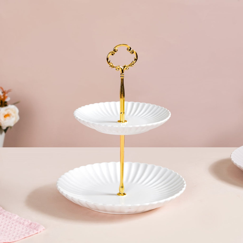 Whimsical White 2-tier Cupcake Stand Nestasia