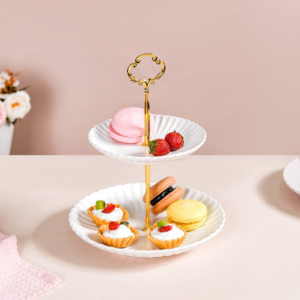 Whimsical White 2-tier Cupcake Stand Nestasia
