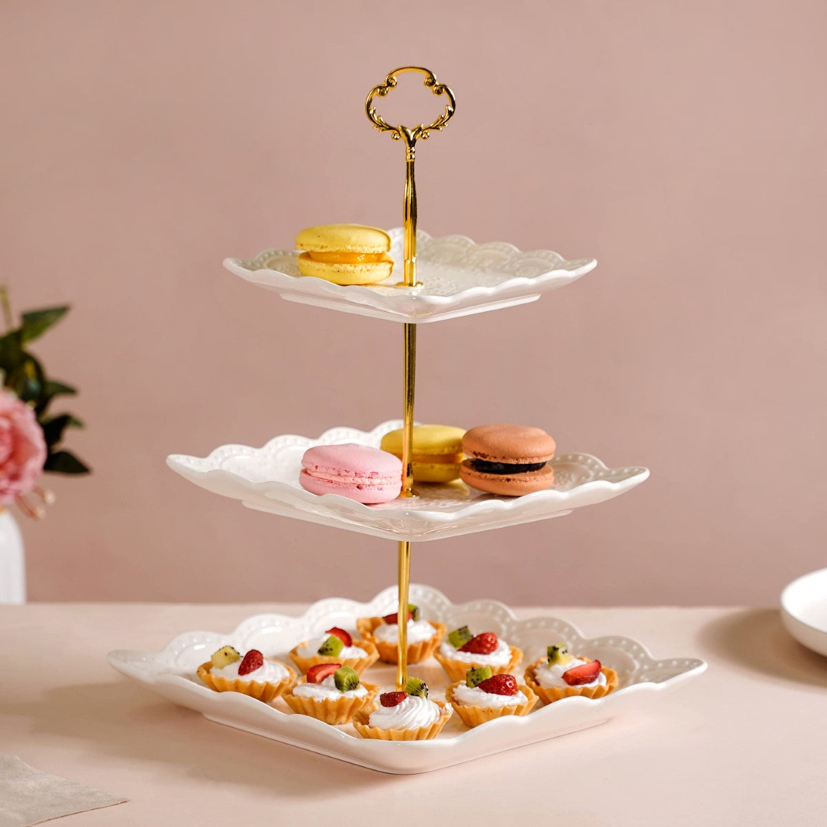 Sugar Square White 3-tier Cupcake Stand Nestasia