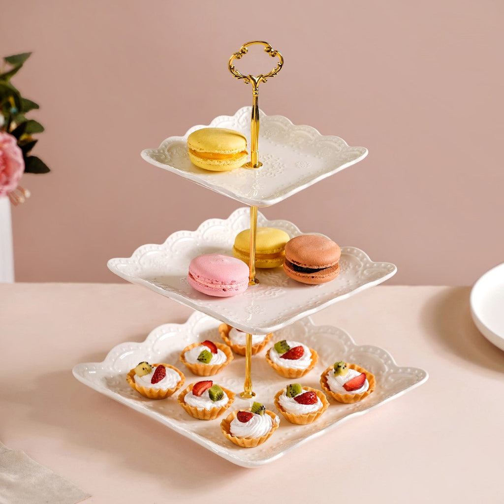 Sugar Square White 3-tier Cupcake Stand Nestasia