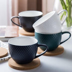 MAGNIFIQUE textured mug with cork coaster - Prussian blue Nestasia