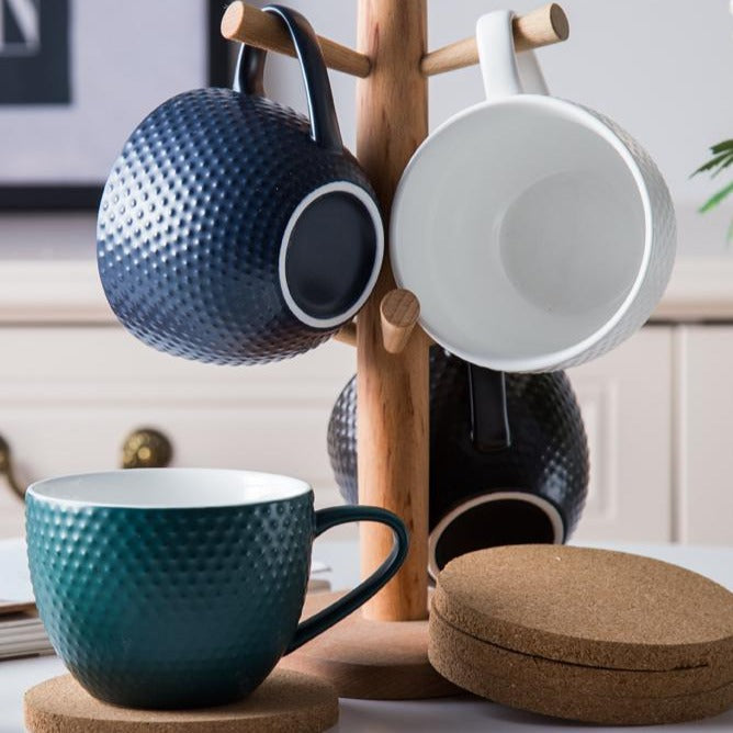 MAGNIFIQUE textured mug with coaster - Green Nestasia