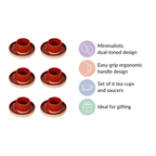 Chic Minimalist Tea Cup And Saucer Set Of 6 Maroon 100ml Nestasia