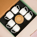 Modern Art Deco Ceramic Cup Set Of 6 With Coasters 200ml Nestasia