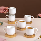 Modern Art Deco Ceramic Cup Set Of 6 With Coasters 200ml Nestasia