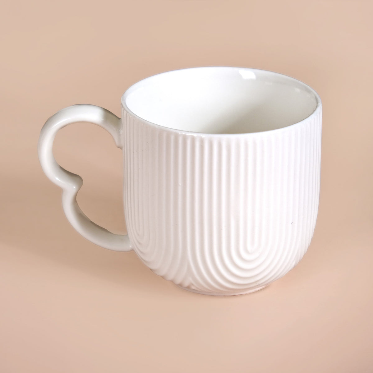 Modern Art Deco Ceramic Cup Set Of 6 With Coasters 200ml Nestasia
