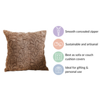 Handcrafted Soft Woven Cushion Cover Brown 16x16 Inch Nestasia