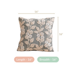 Embroidery Linen Cushion Cover Grey 16x16 Inch Nestasia