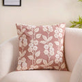 Linen Cushion Cover With Threadwork Pink 16x16 Inch Nestasia