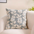 Embroidery Linen Cushion Cover Grey 16x16 Inch Nestasia