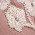 Linen Cushion Cover With Threadwork Pink 16x16 Inch Nestasia