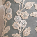 Embroidery Linen Cushion Cover Grey 16x16 Inch Nestasia