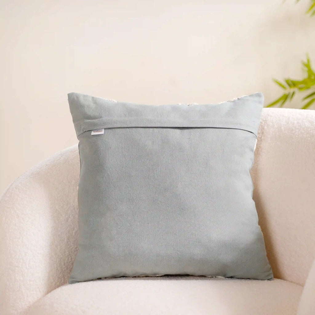 Embroidery Linen Cushion Cover Grey 16x16 Inch Nestasia