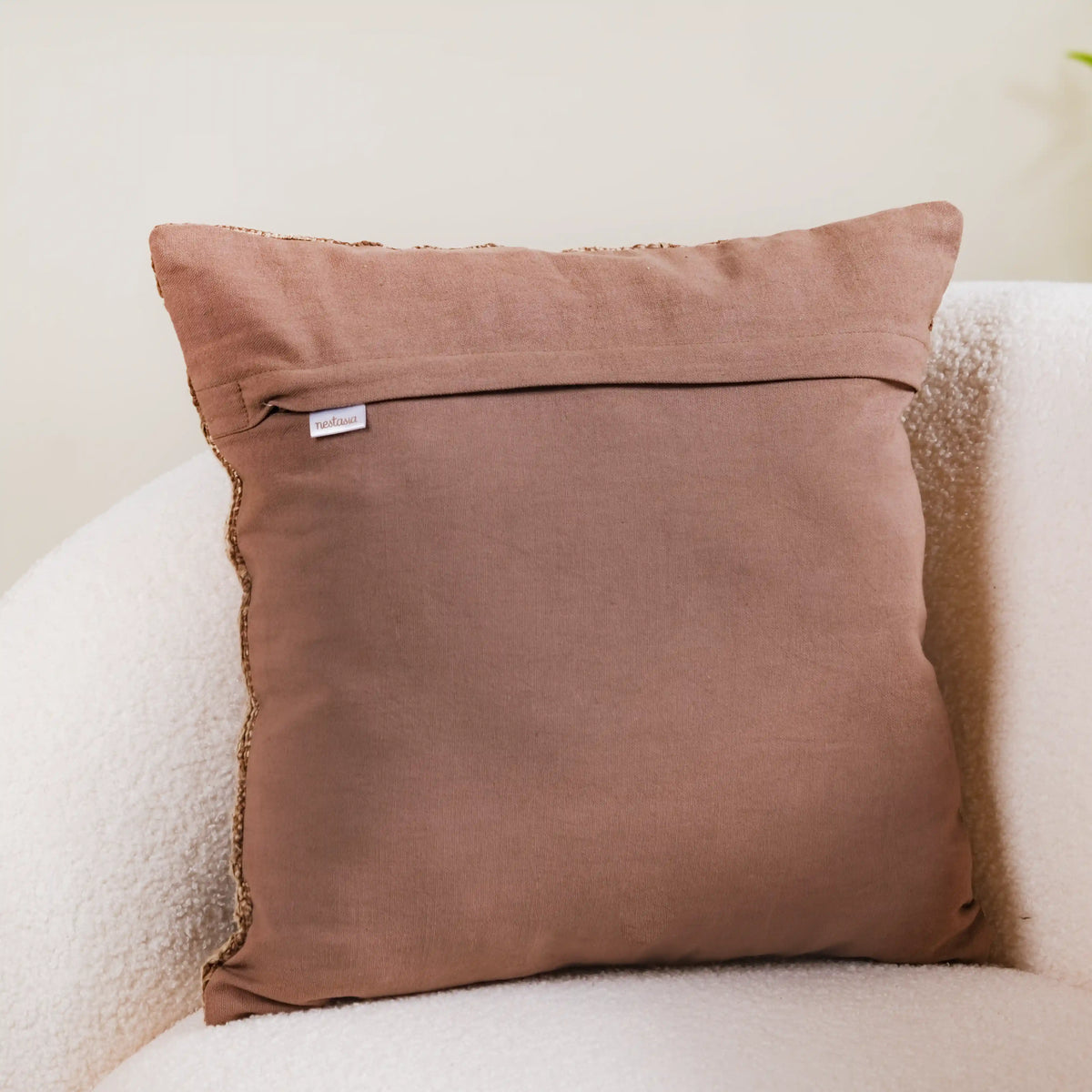 Handcrafted Soft Woven Cushion Cover Brown 16x16 Inch Nestasia