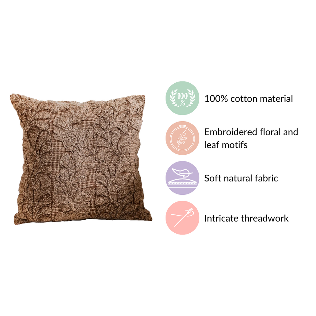 Handcrafted Soft Woven Cushion Cover Brown 16x16 Inch Nestasia
