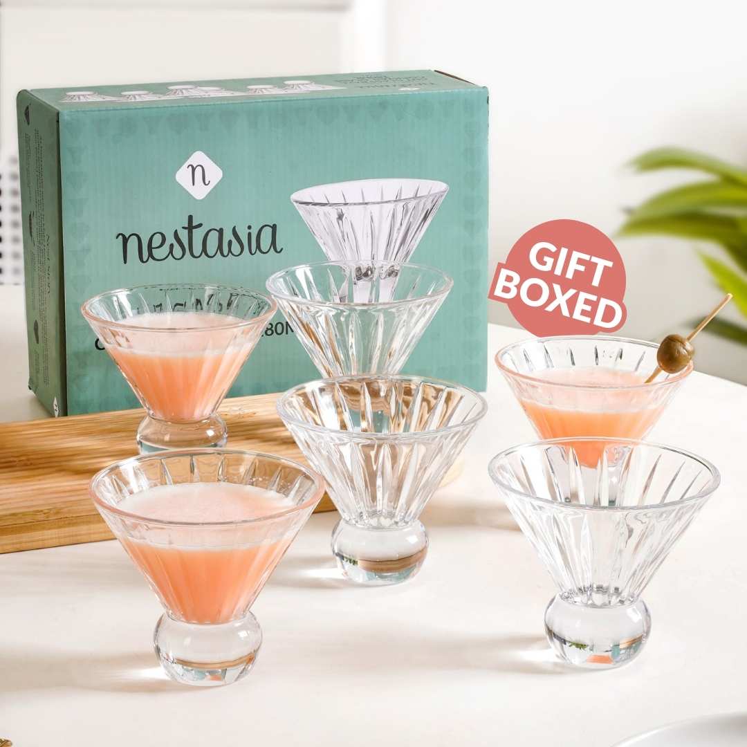 Cut Glass Ball Cocktail Glass Set Of 6 180ml Nestasia