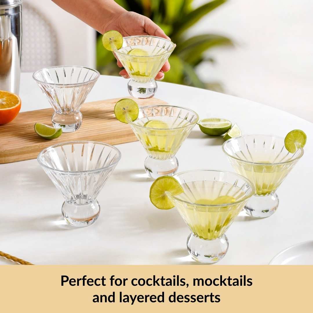 Cut Glass Ball Cocktail Glass Set Of 6 180ml Nestasia
