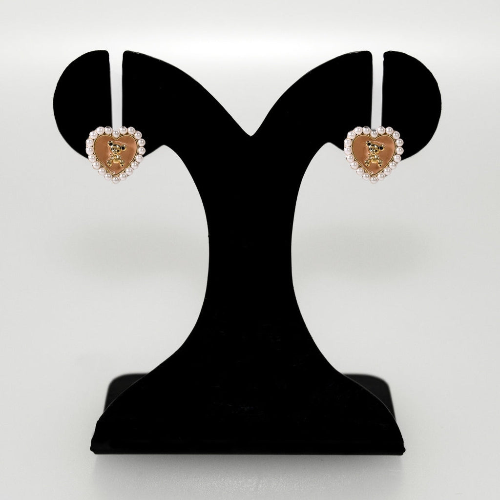 Cute Teddy Heart Studs Nestasia