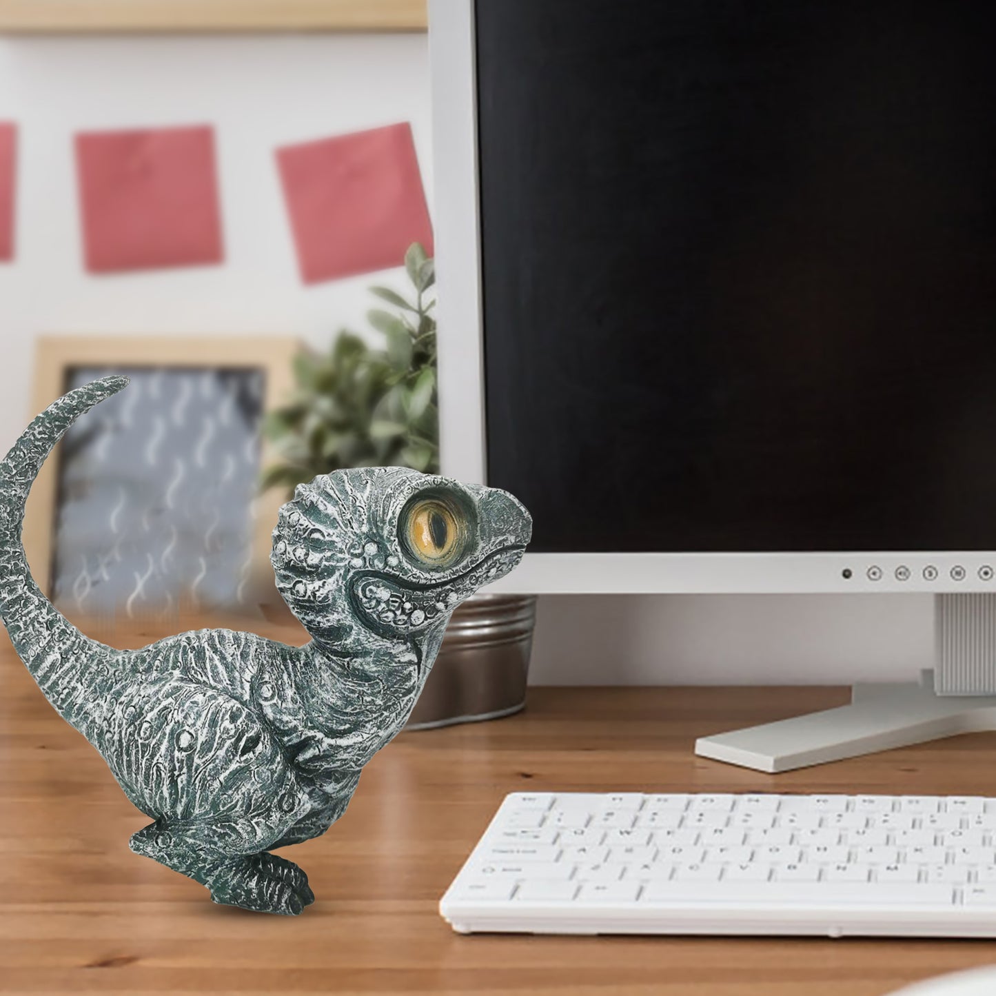 Cute Dinosaur Garden Statues Resin Velociraptor Ornament Realistic Dinosaur Statue For Garden Office Table Decor Kids Gifts