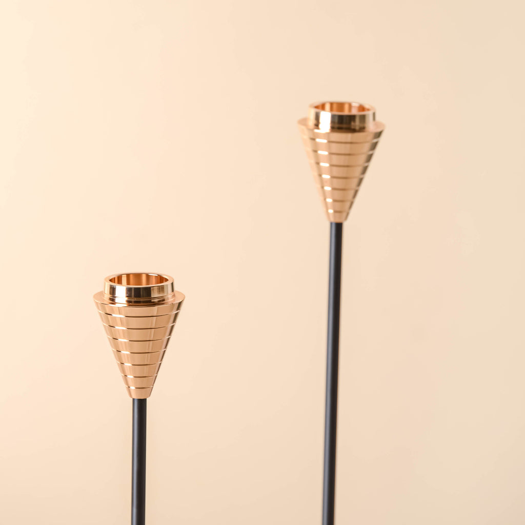 Golden Tip Candle Stand Set Of 3 Nestasia