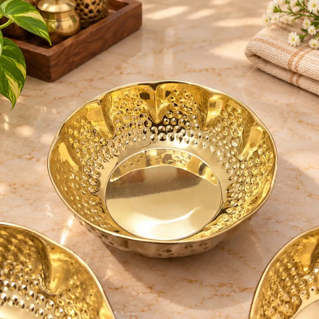 Brass Hammered Urli Bowl (Set of 3) Vedansh Craft