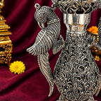 Brass Silver Plated Lightweight Peacock Samai/Lamp Pair Vedansh Craft