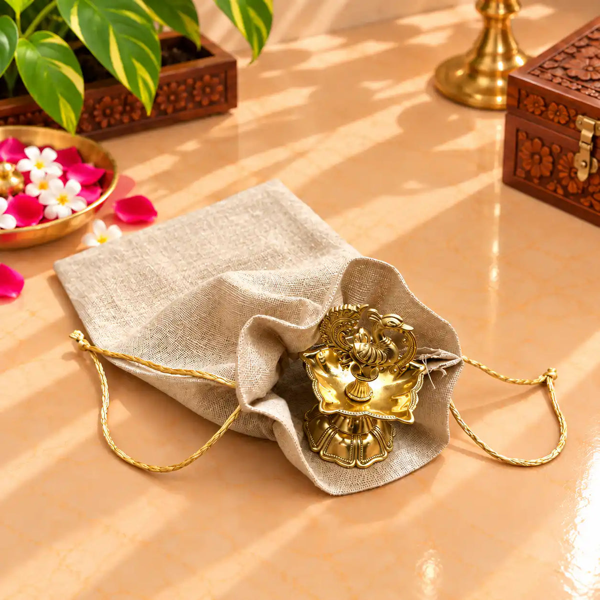Brass Pooja Potli Gift Hamper: Bulk Corporate Gifting Vedansh Craft