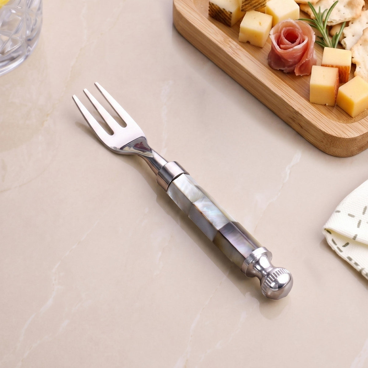 Mosaic Mother Of Pearl Cocktail Fork Set Of 4 Nestasia