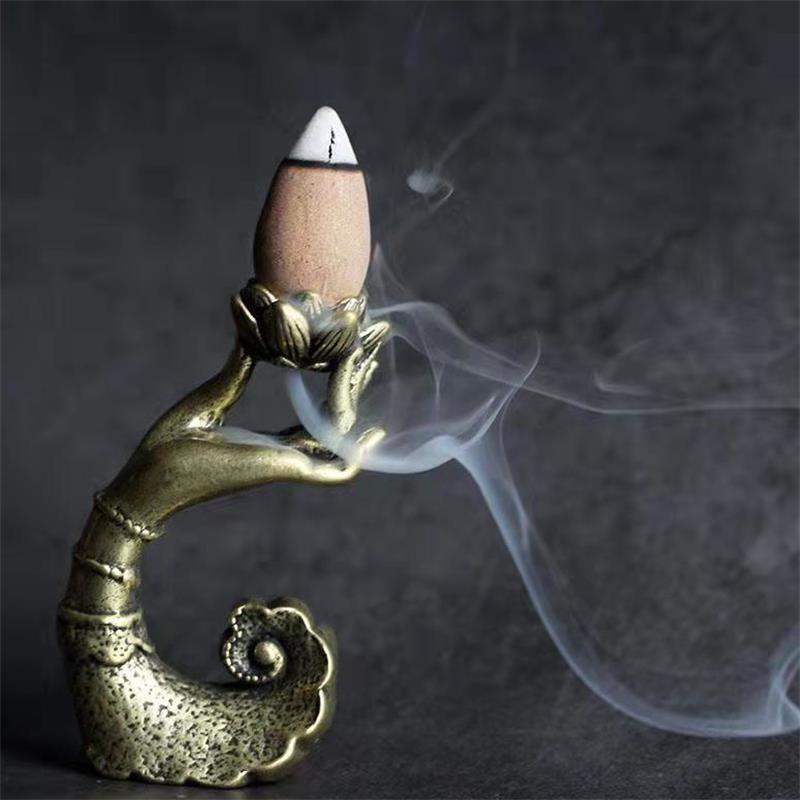 Antique Buddha Hand Incense Stick Incense Stove Brass Artifact Tabletop Decoration kafalo