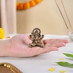 Pure Brass Vighnaharta Ganpati Idol With Gift Box 5cm Nestasia