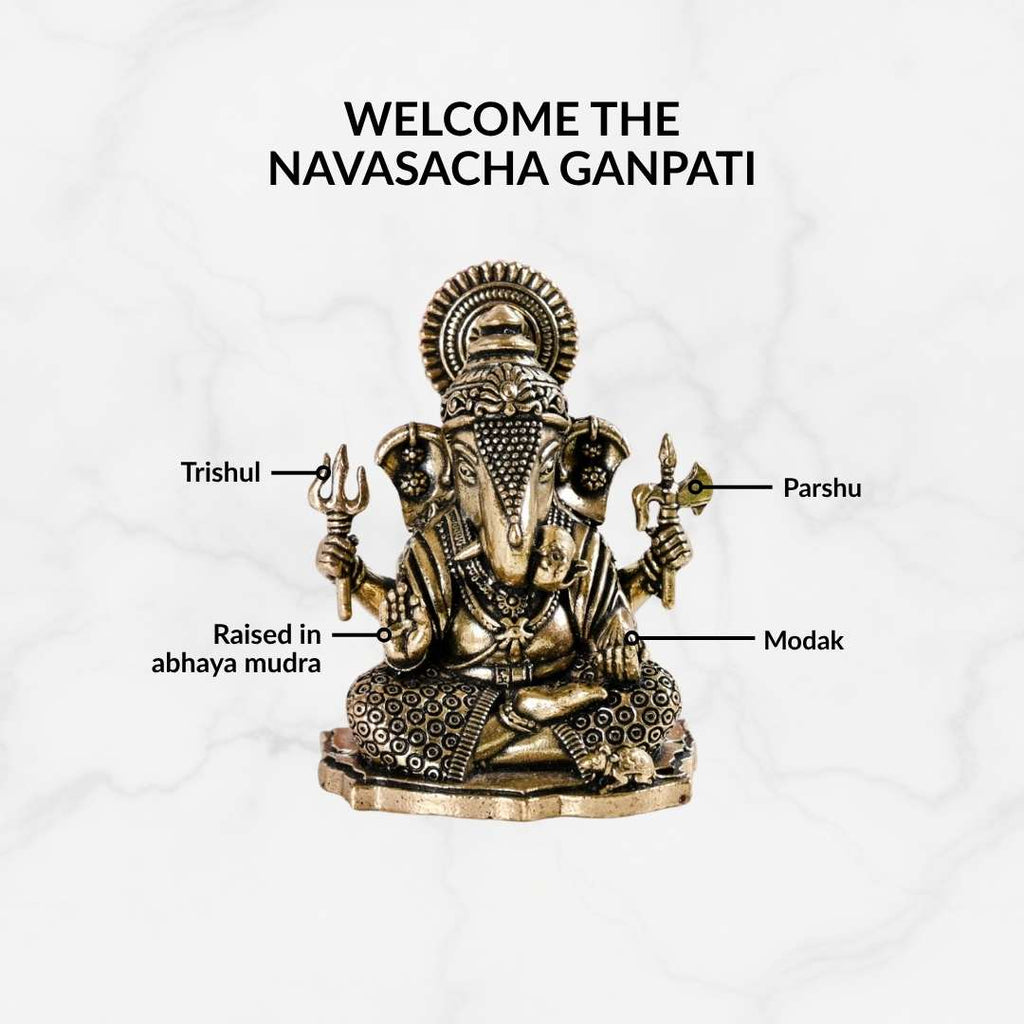 Pure Brass Ganesh Idol With Gift Box 5cm Nestasia