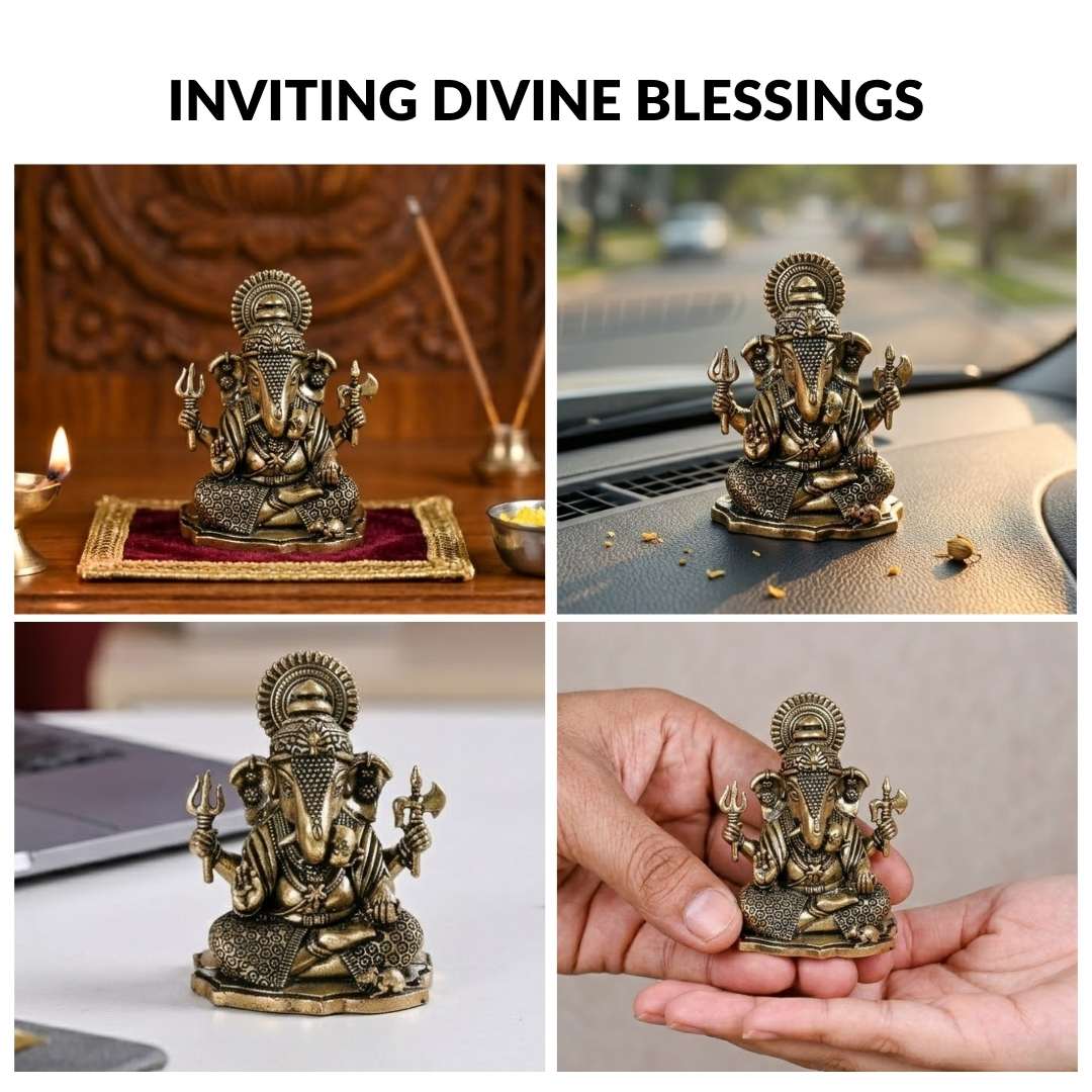 Pure Brass Ganesh Idol With Gift Box 5cm Nestasia