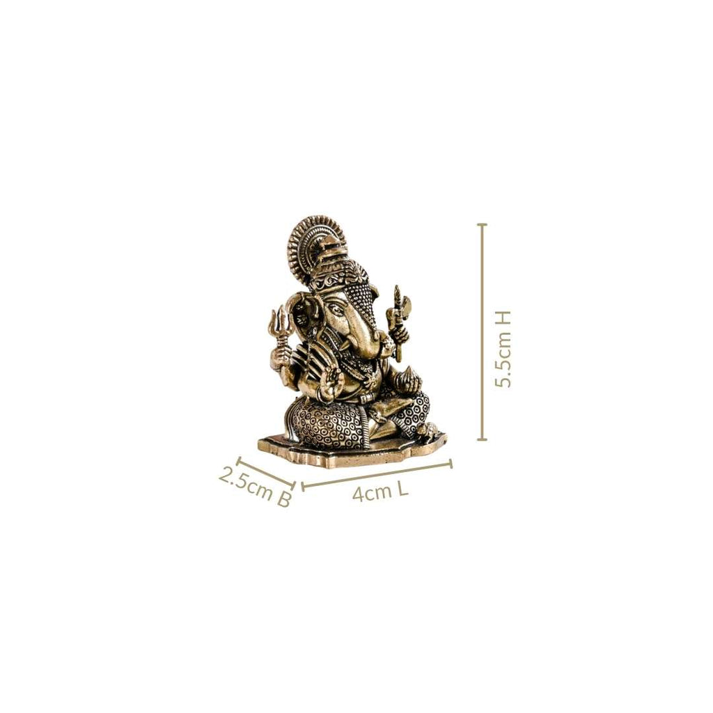 Pure Brass Ganesh Idol With Gift Box 5cm Nestasia